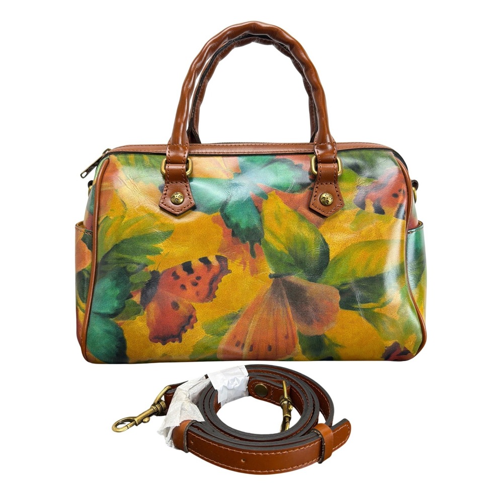 PATRICIA NASH Skye Satchel Watercolor‎ Butterflies Leather P865498